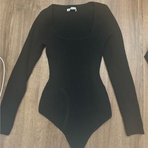 Black ribbed bodysuit